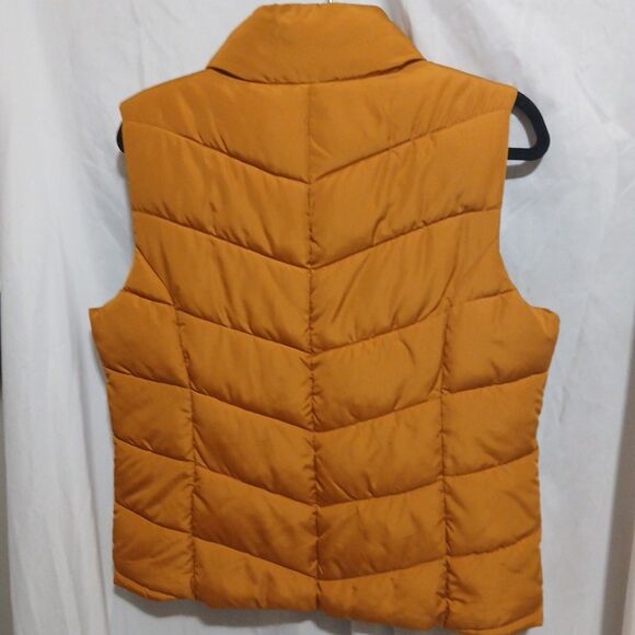 New Aeropostale Women Zipper Puffy Vest Large Gold Color - Picture 6 of 7